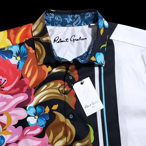 NEW Robert Graham Floral Vibrant XL Classic Fit Short Sleeve Sport Shirt